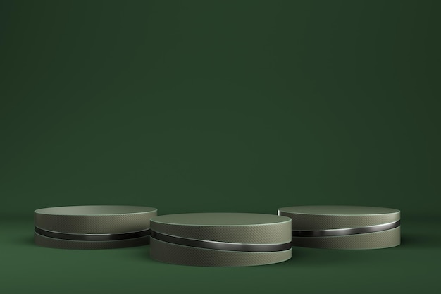 Fundo mínimo abstrato Pedestal cilíndrico verde escuro para exibição do produto