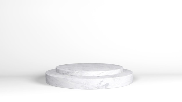 Fundo mínimo simulado com pódio para exibição do produto padrão de mármore branco abstrato simulado em segundo plano renderização em 3d