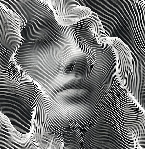 Fundo misterioso futurista em 3D com texturas parecidas com um rosto humano