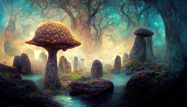 Fundo místico Magic Mushroom Hollow