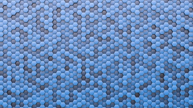 Fundo mosaico de células hexagonais Tons de azul Fundo abstrato