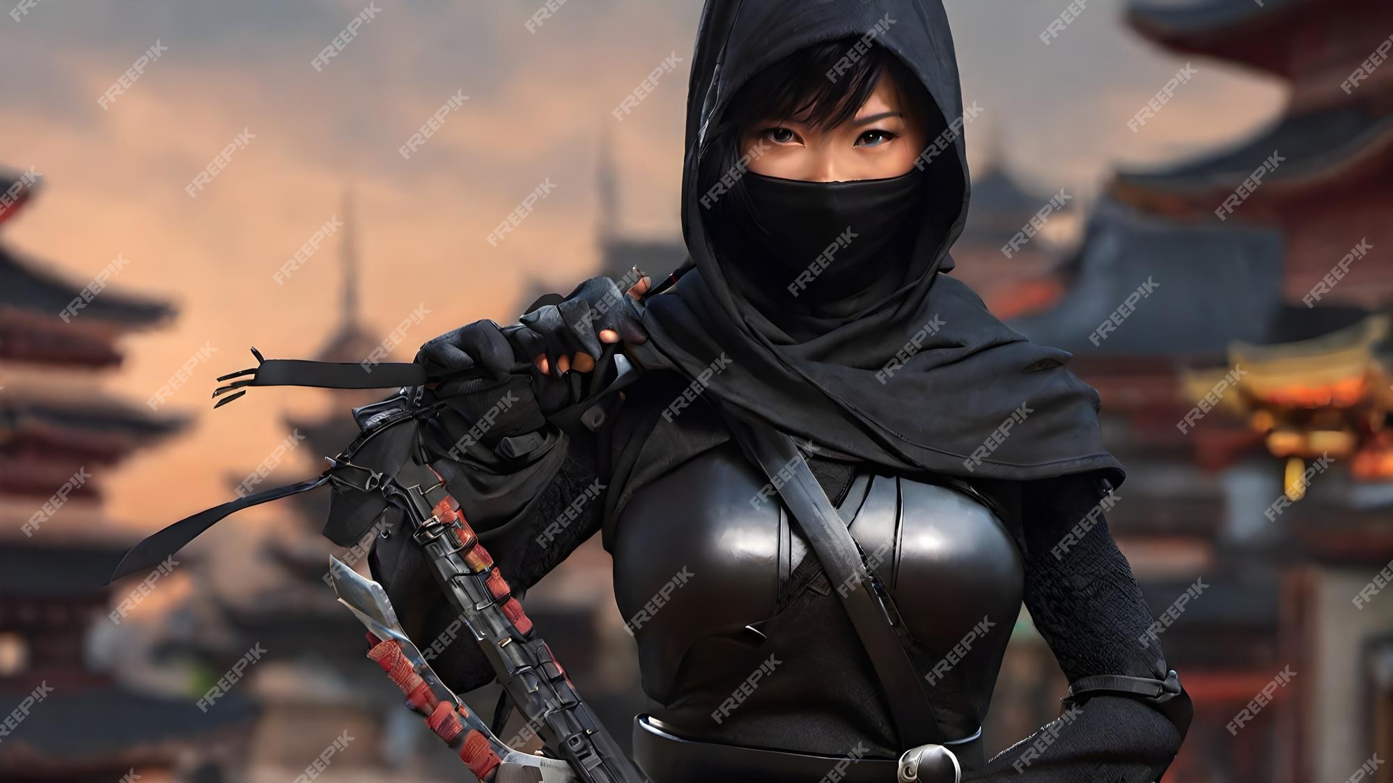 Fundo muito fofo de mulher ninja