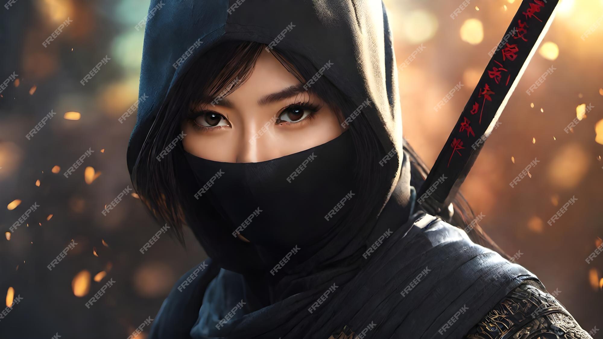 Fundo muito fofo de mulher ninja