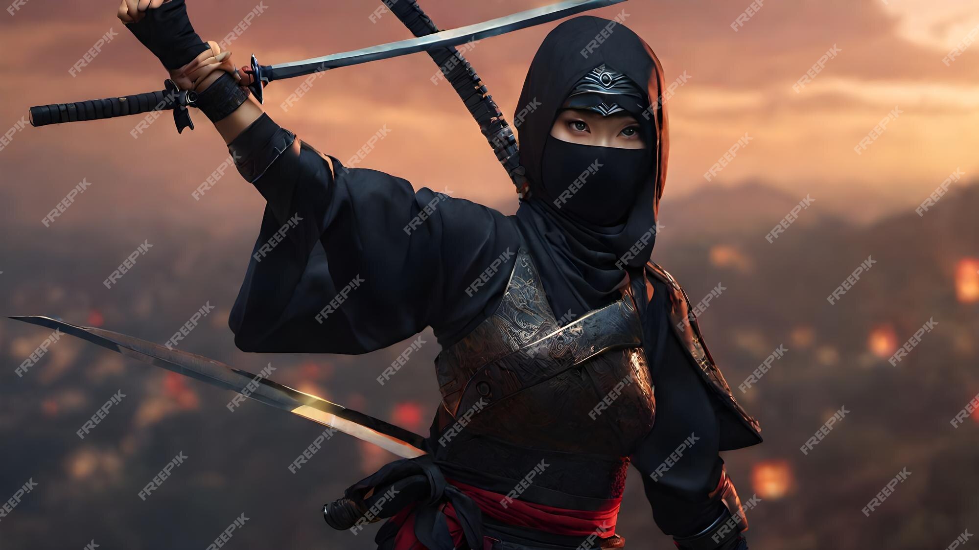 Fundo muito fofo de mulher ninja