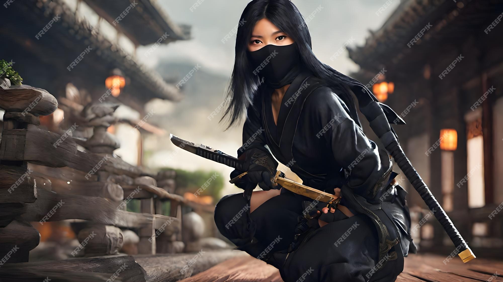 Fundo muito fofo de mulher ninja