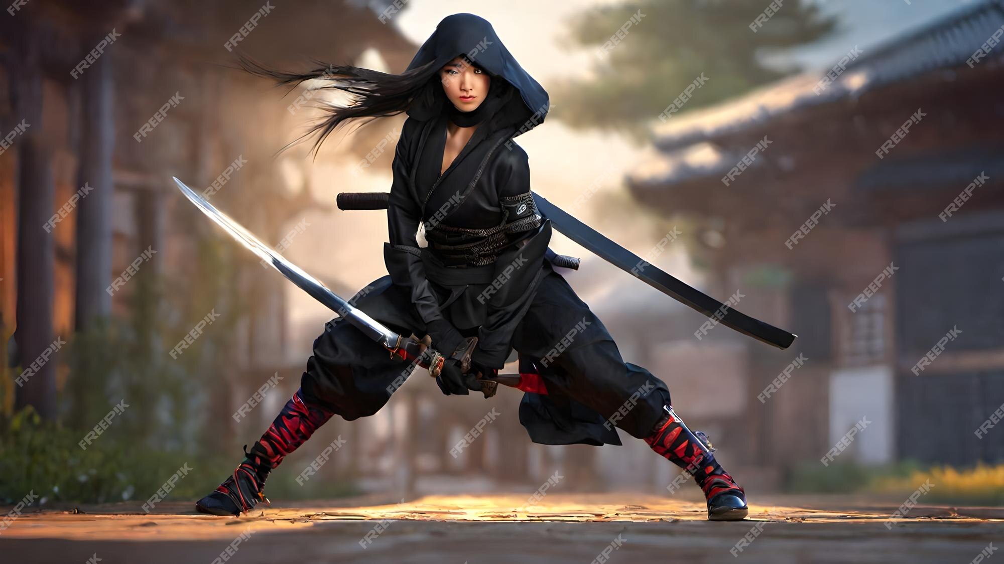 Fundo muito fofo de mulher ninja