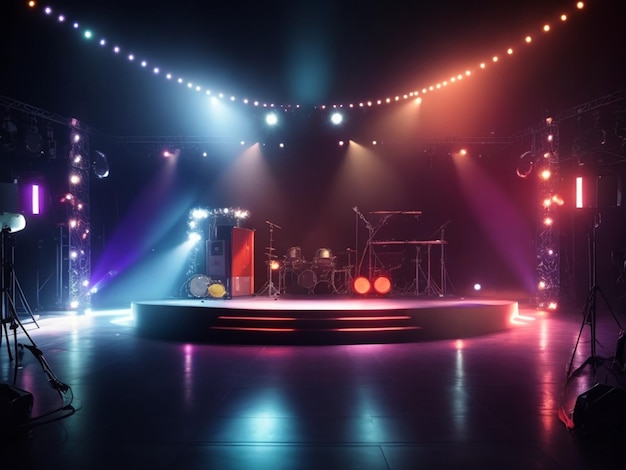 fundo musical com microfono y luces de escenario