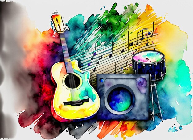 fundo musical do instrumento de aquarela