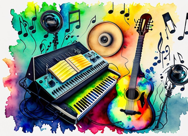 fundo musical do instrumento de aquarela