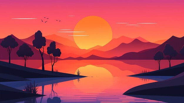 fundo natural com estilo de ilustração de paisagem de floresta tropical gradiente