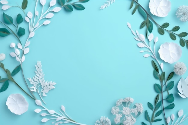 Fundo natural com folhas e flores Ilustração AI GenerativexA