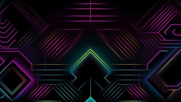 Fundo Neon Preto Escuro e Design Moderno