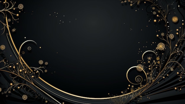 Fundo ornamentado abstrato com círculo preto e dourado