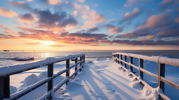 Foto fundo paisagem de neve de praia ensolarada