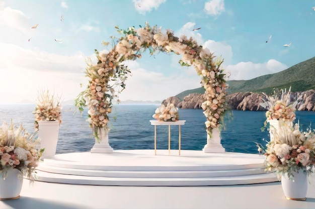 Foto fundo para a cerimônia de casamento decorações e arco para a cerimónia de casamento