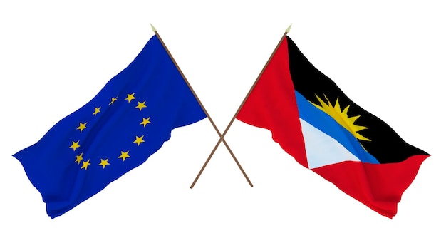 Fundo para designers ilustradores Bandeiras do Dia da Independência Nacional A União Europeia e Barbuda