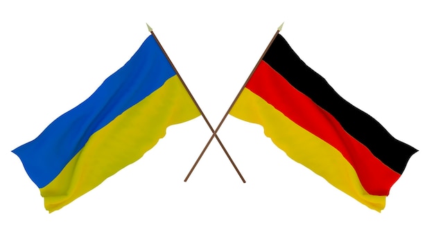 Fundo para designers ilustradores Bandeiras do Dia da Independência Nacional da Ucrânia e Alemanha