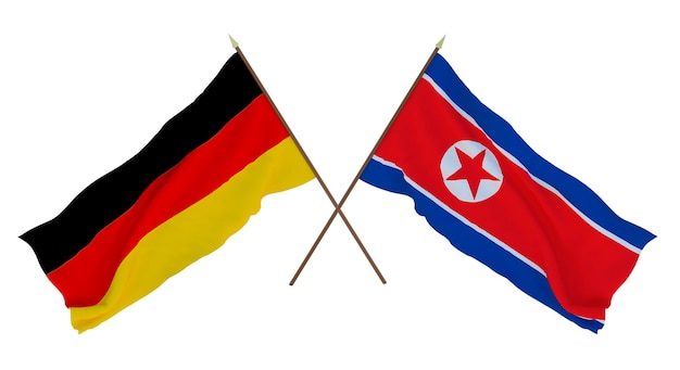 Fundo para designers ilustradores Dia da Independência Nacional Bandeiras Alemanha e Coreia do Norte