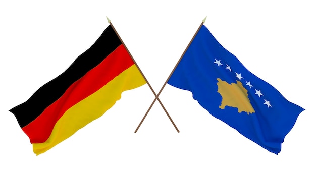 Fundo para designers ilustradores Dia da Independência Nacional Bandeiras Alemanha e Kosovo