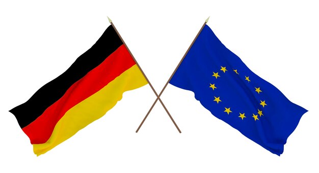 Fundo para designers ilustradores Dia da Independência Nacional Bandeiras Alemanha e União Europeia
