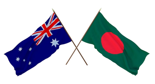 Fundo para designers ilustradores Dia da Independência Nacional Bandeiras Austrália e Bangladesh