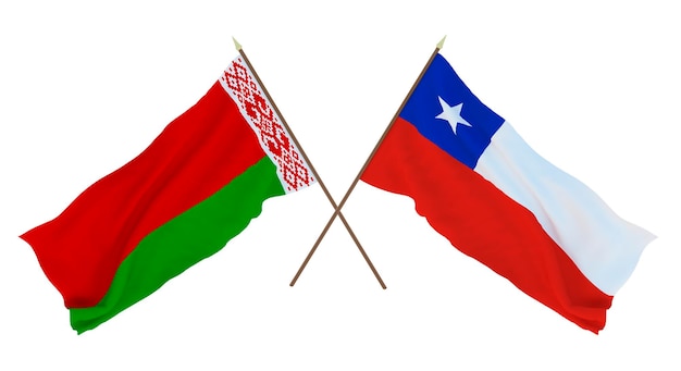 Fundo para designers ilustradores Dia da Independência Nacional Bandeiras Bielorrússia e Chile