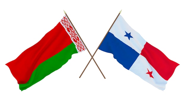 Fundo para designers ilustradores Dia da Independência Nacional Bandeiras Bielorrússia e Panamá