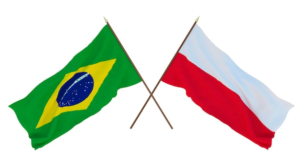 Fundo para designers ilustradores Dia da Independência Nacional Bandeiras Brasil e Polônia