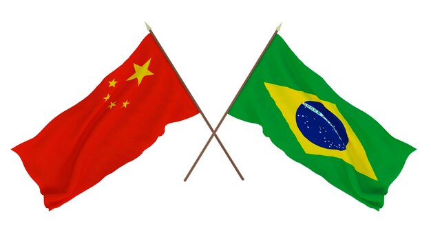 Fundo para designers ilustradores Dia da Independência Nacional Bandeiras China e Brasil