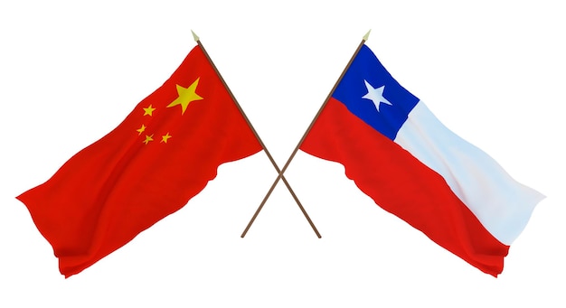 Fundo para designers ilustradores Dia da Independência Nacional Bandeiras China e Chile