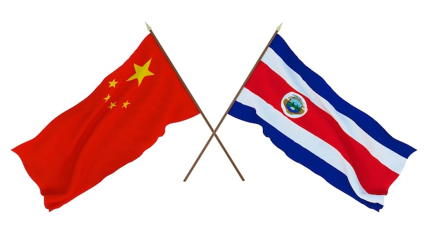 Fundo para designers ilustradores Dia da Independência Nacional Bandeiras Chine e Costa Rica