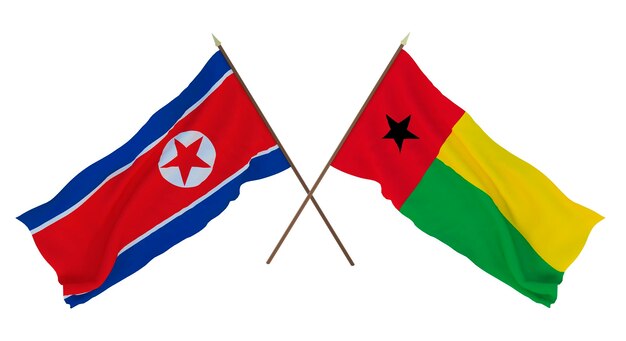 Fundo para designers ilustradores Dia da Independência Nacional Bandeiras Coreia do Norte e GuinéBissau