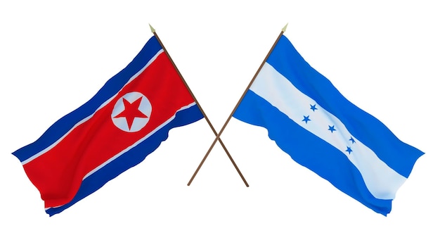 Fundo para designers ilustradores Dia da Independência Nacional Bandeiras Coreia do Norte e Honduras