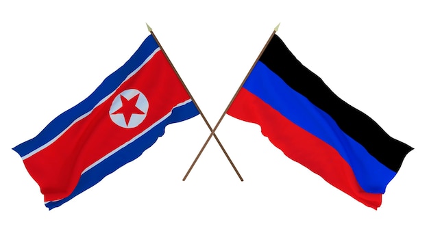 Fundo para designers ilustradores Dia da Independência Nacional Bandeiras Coreia do Norte e República Popular de Donetsk