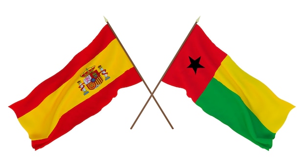 Foto fundo para designers ilustradores dia da independência nacional bandeiras espanha e guinébissau