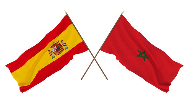 Fundo para designers ilustradores Dia da Independência Nacional Bandeiras Espanha e Marrocos