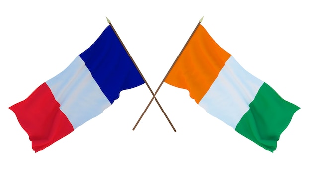 Fundo para designers ilustradores Dia da Independência Nacional Bandeiras França e Costa do Marfim