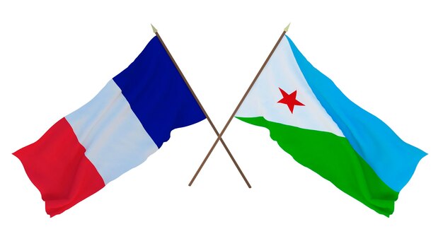 Fundo para designers ilustradores Dia da Independência Nacional Bandeiras França e Djibuti