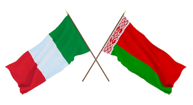 Fundo para designers ilustradores Dia da Independência Nacional Bandeiras Itália e Bielorrússia