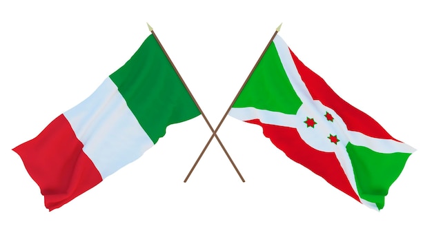 Fundo para designers ilustradores Dia da Independência Nacional Bandeiras Itália e Burundi