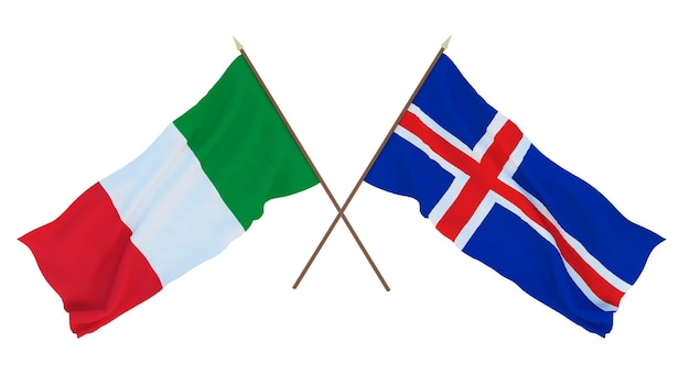 Fundo para designers ilustradores Dia da Independência Nacional Bandeiras Itália e Islândia