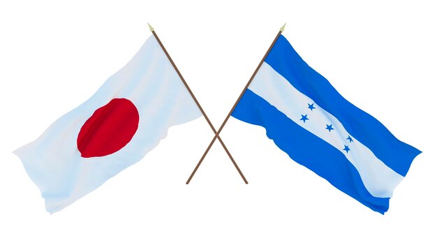 Fundo para designers ilustradores Dia da Independência Nacional Bandeiras Japão e Honduras