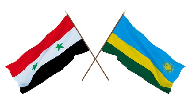 Fundo para designers ilustradores Dia da Independência Nacional Bandeiras Síria e Ruanda