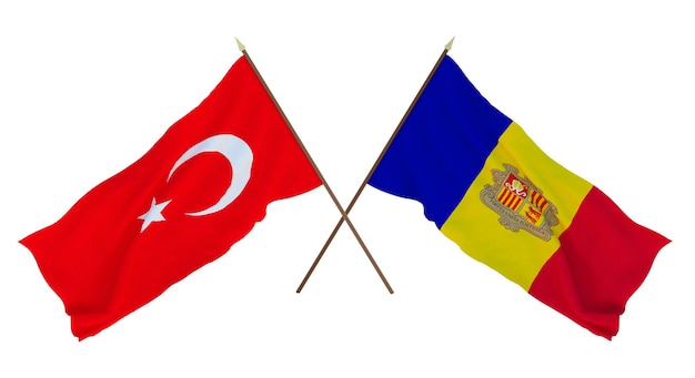 Fundo para designers ilustradores Dia da Independência Nacional Bandeiras Turquia e Andorra