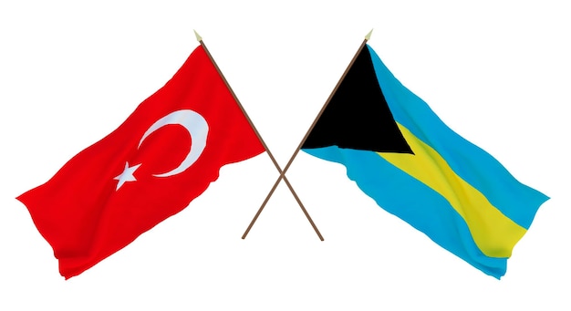 Fundo para designers ilustradores Dia da Independência Nacional Bandeiras Turquia e Bahamas