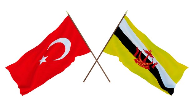 Fundo para designers ilustradores Dia da Independência Nacional Bandeiras Turquia e Brunei