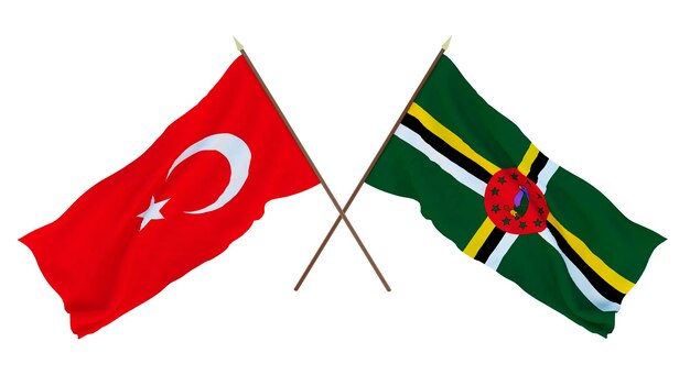 Fundo para designers ilustradores Dia da Independência Nacional Bandeiras Turquia e Dominica