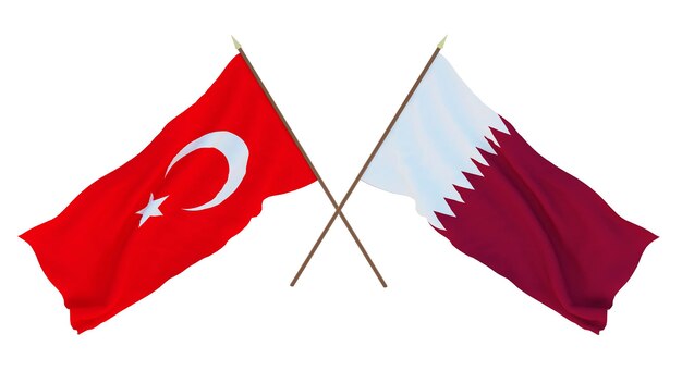 Fundo para designers ilustradores Dia da Independência Nacional Bandeiras Turquia e Qatar