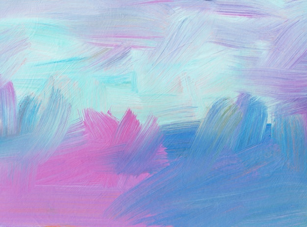 Fundo pastel abstrato. pintura a óleo desenhada à mão. pinceladas de tinta sobre papel rosa, azul e branco. arte contemporânea.