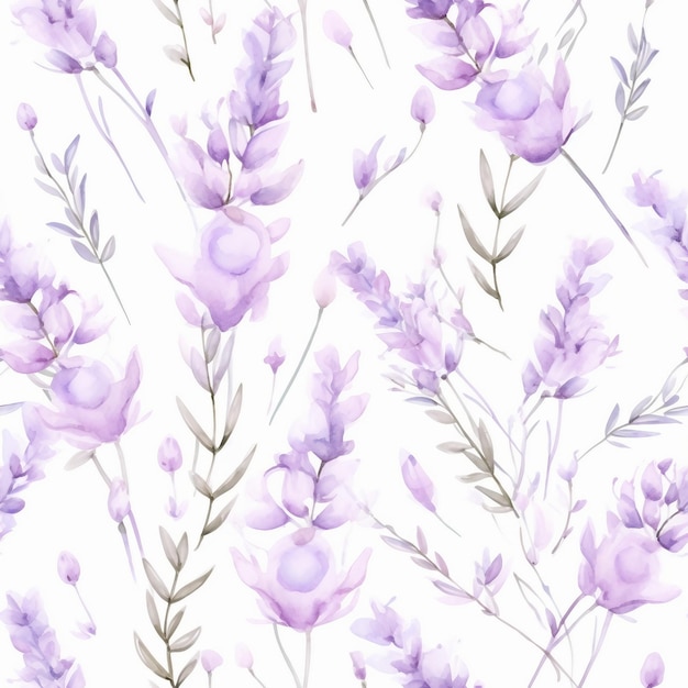 Fundo perfeito de lavanda aquarela macia em branco